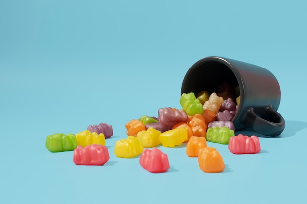 Free photo still life of colorful gummy bears