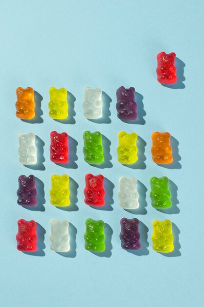 Still life of colorful gummy bears