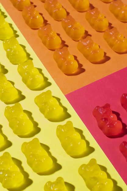 Still life of colorful gummy bears