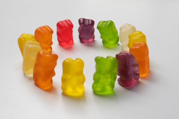 Still life of colorful gummy bears