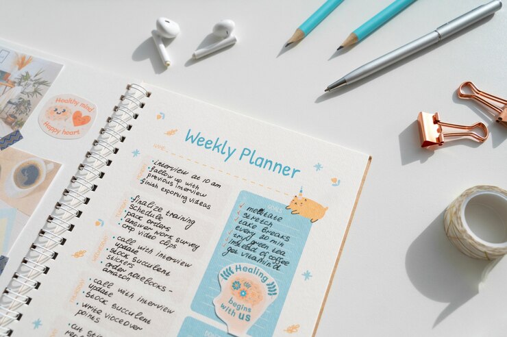Free Photo still life of colorful and overloaded bullet journal