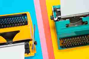 Free photo still life of colorful typewriter