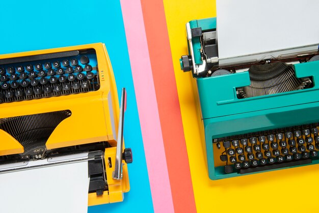 Still life of colorful typewriter