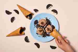 Free photo still life of cookies and ice cream