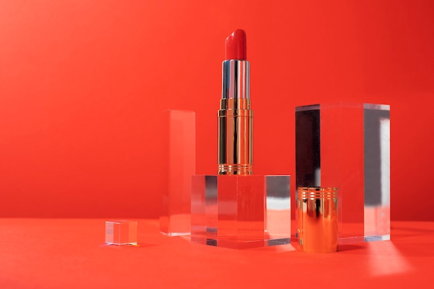 Still life cosmetics with lipstick