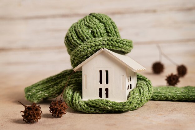 Still life of cozy house with toys