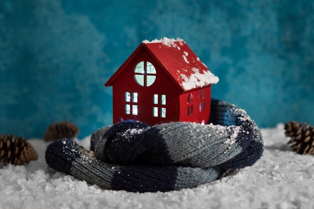 Still life of cozy house with toys