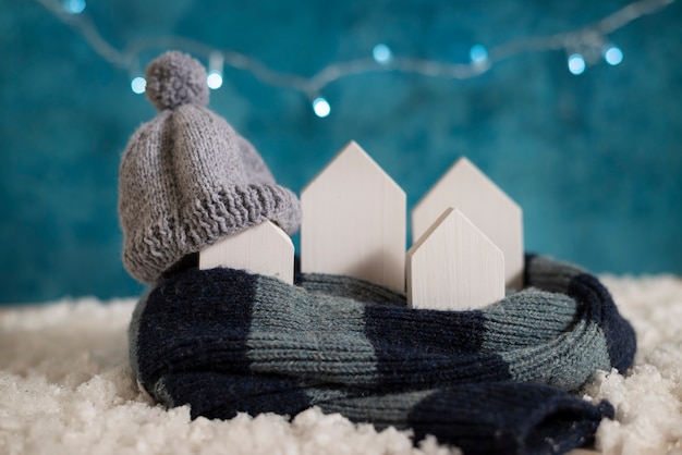 Still life of cozy house with toys