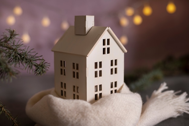 Still life of cozy house with toys