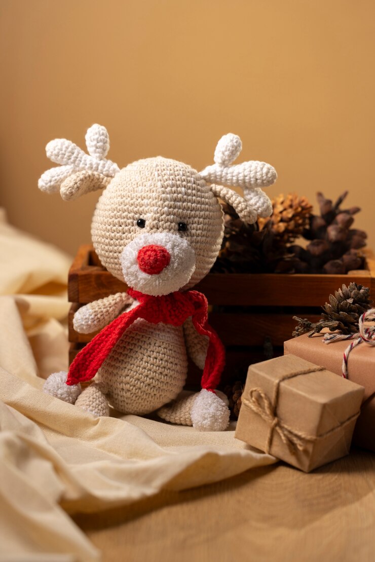 Free Photo still life of crochet plushies