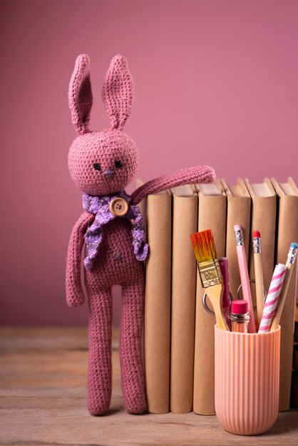 Still life of crochet plushies