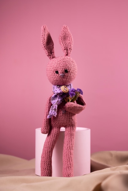 Still life of crochet plushies