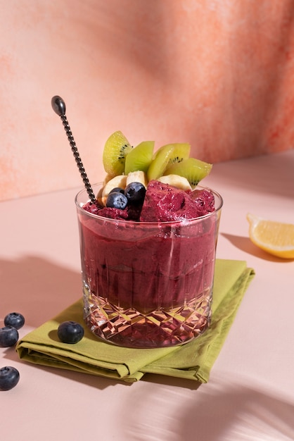 Free photo still life of cup of brazilian acai dessert