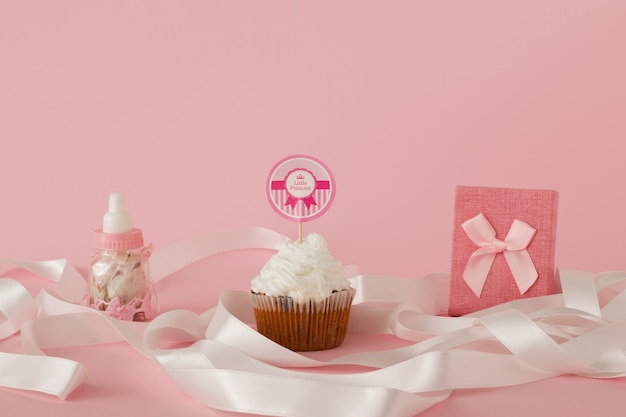 Still life of delicious cupcake