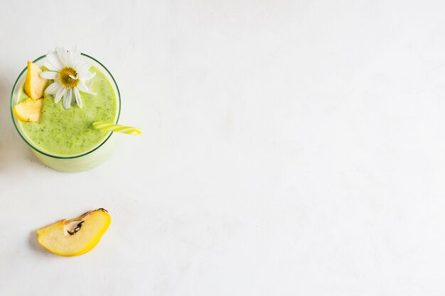 Still life of delicious green smoothie