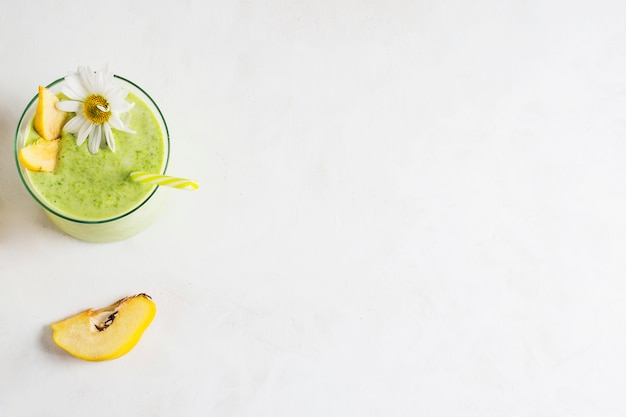 Still life of delicious green smoothie