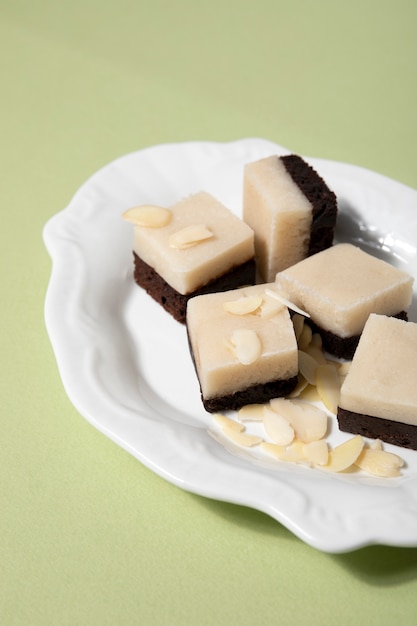 Free photo still life of delicious marzipan dessert