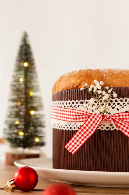 Still life delicious panettone arrangement