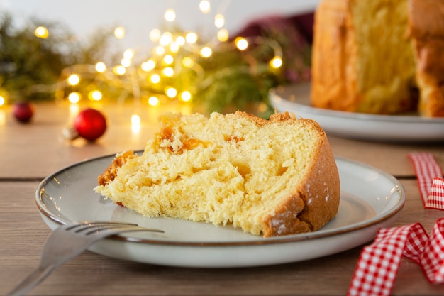 Still life delicious panettone arrangement