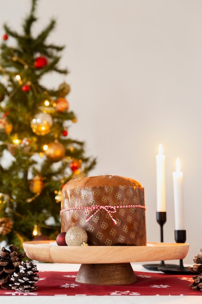 Still life delicious panettone arrangement