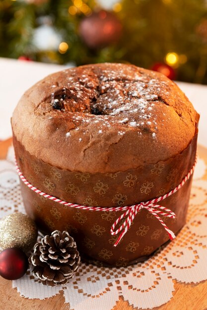 Still life delicious panettone arrangement