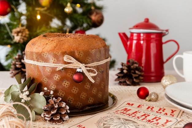 Still life delicious panettone assortment