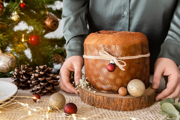 Still life delicious panettone assortment