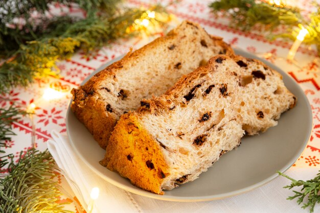 Still life delicious panettone assortment