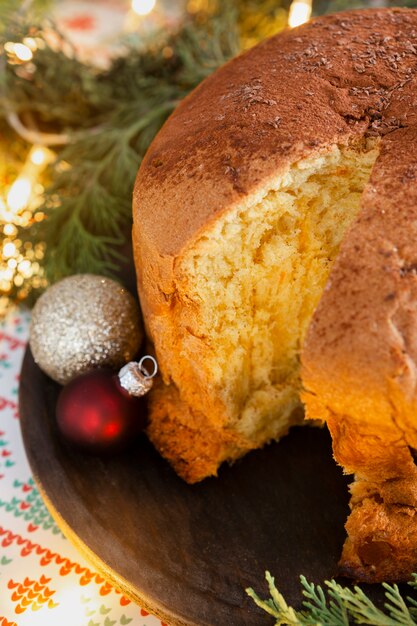 Still life delicious panettone composition