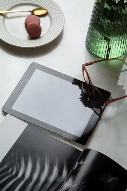 Still life of device on table