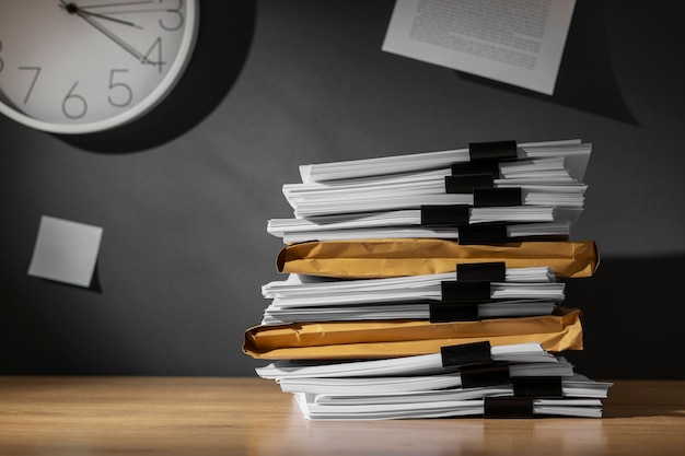 Free photo still life of documents stack