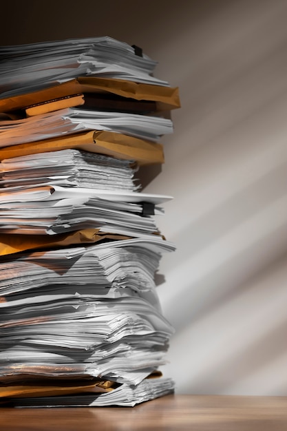 Free photo still life of documents stack