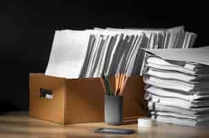 Free photo still life of documents stack