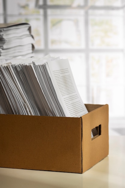 Free photo still life of documents stack