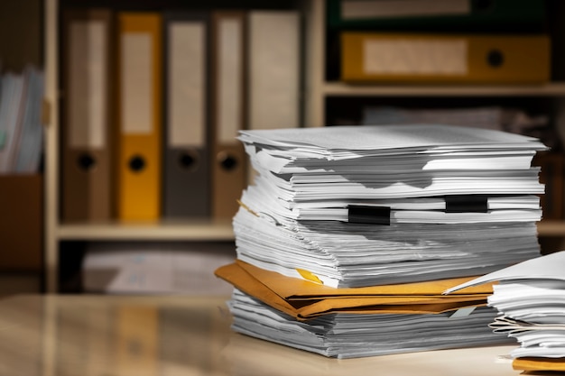 Free photo still life of documents stack