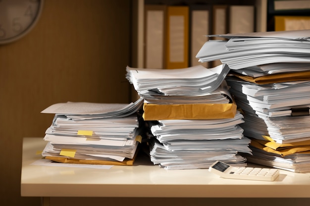 Free photo still life of documents stack