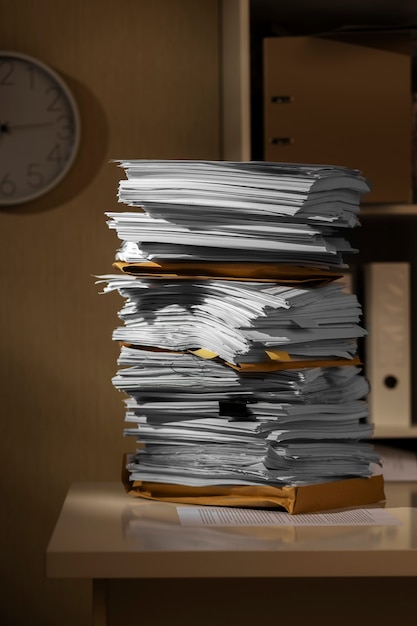 Free photo still life of documents stack