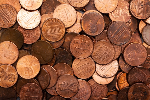 Free photo still life of dollar coins scattered