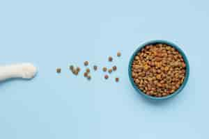 Free photo still life domestic animal food composition