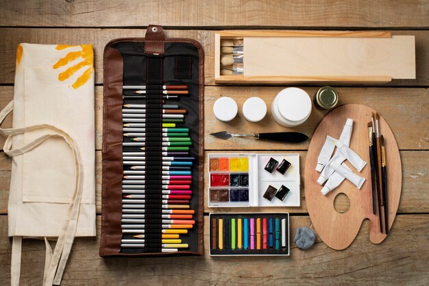 Still life of drawing tools