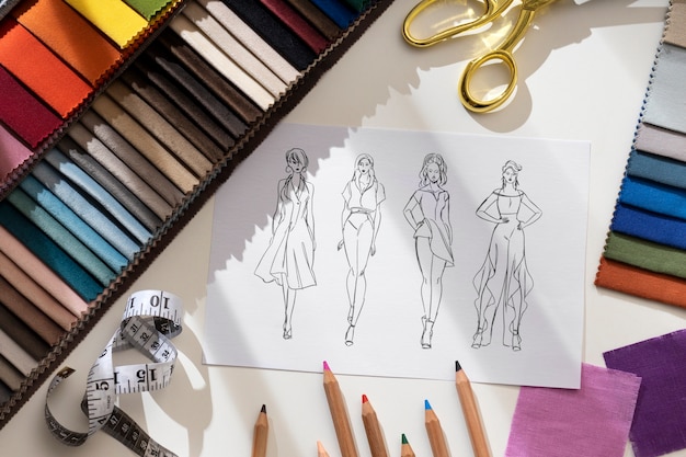 Free photo still life of fashion designer's office