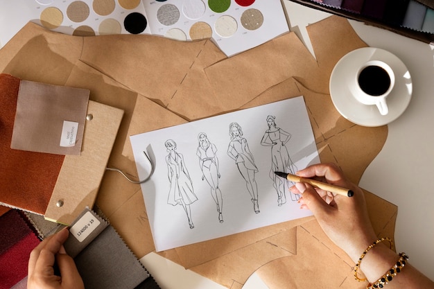 Free photo still life of fashion designer's office