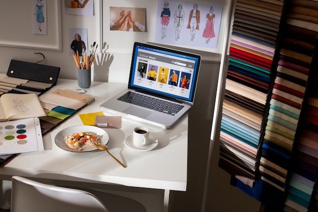 Free photo still life of fashion designer's office