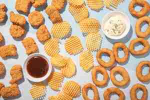 Free photo still life of fast food dishes