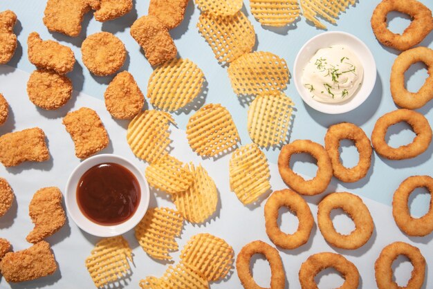 still life of fast food dishes