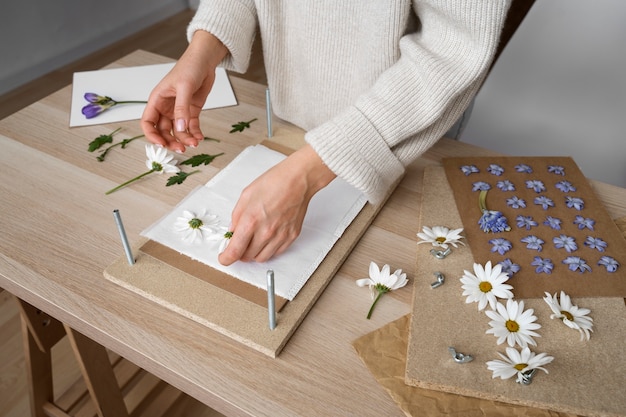 Free photo still life of flower press technique