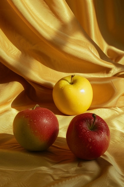 Still life of fruits on tablecloth