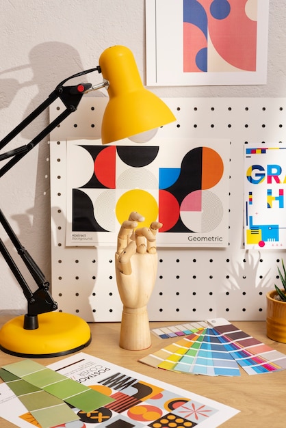 Free photo still life of  graphic design studio