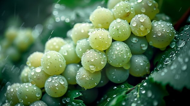 Free photo still life of green grapes in the vineyard