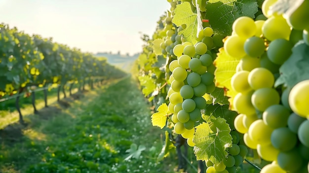 Free photo still life of green grapes in the vineyard